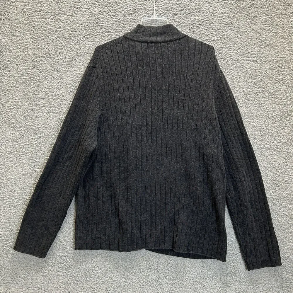 J Crew Sweater Mens XL Gray Full Zip Mock Neck Heavyweight Ribbed Knit‎ Casual